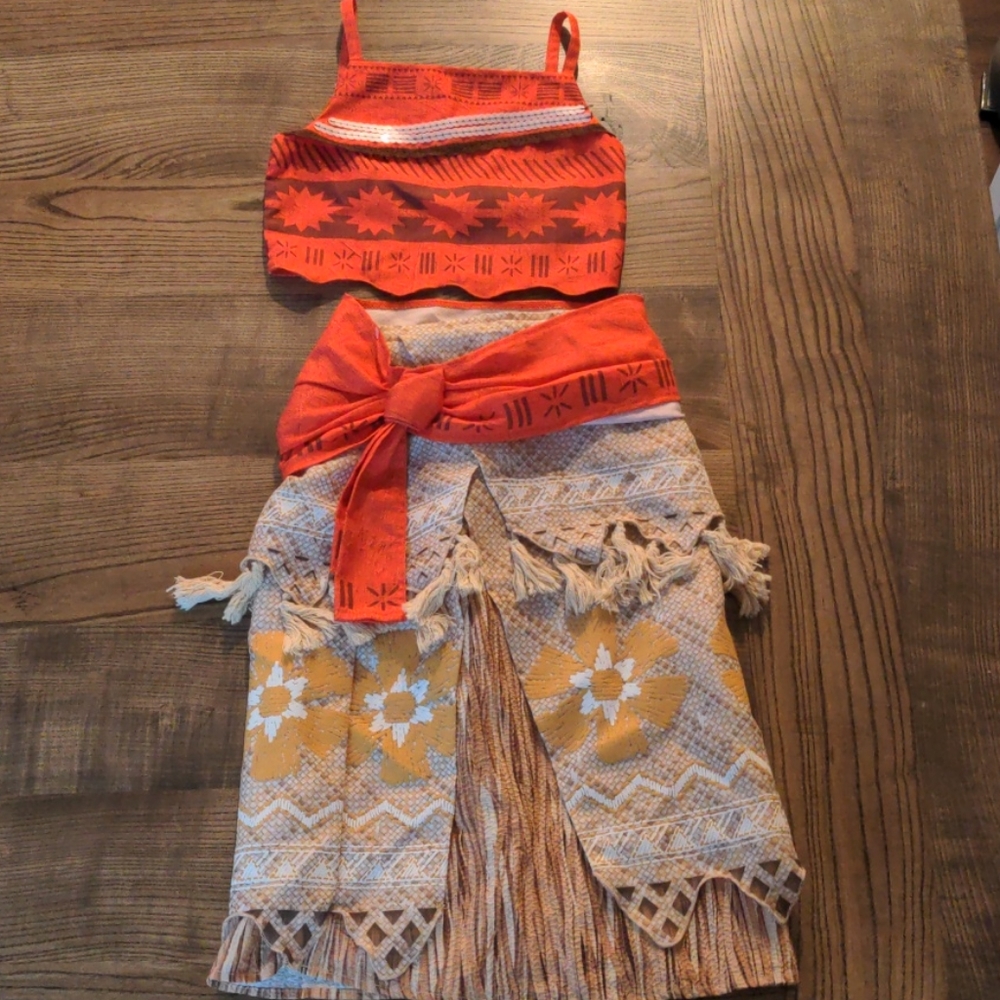 Disney Moana-Inspired Orange and Yellow Two-Piece Costume